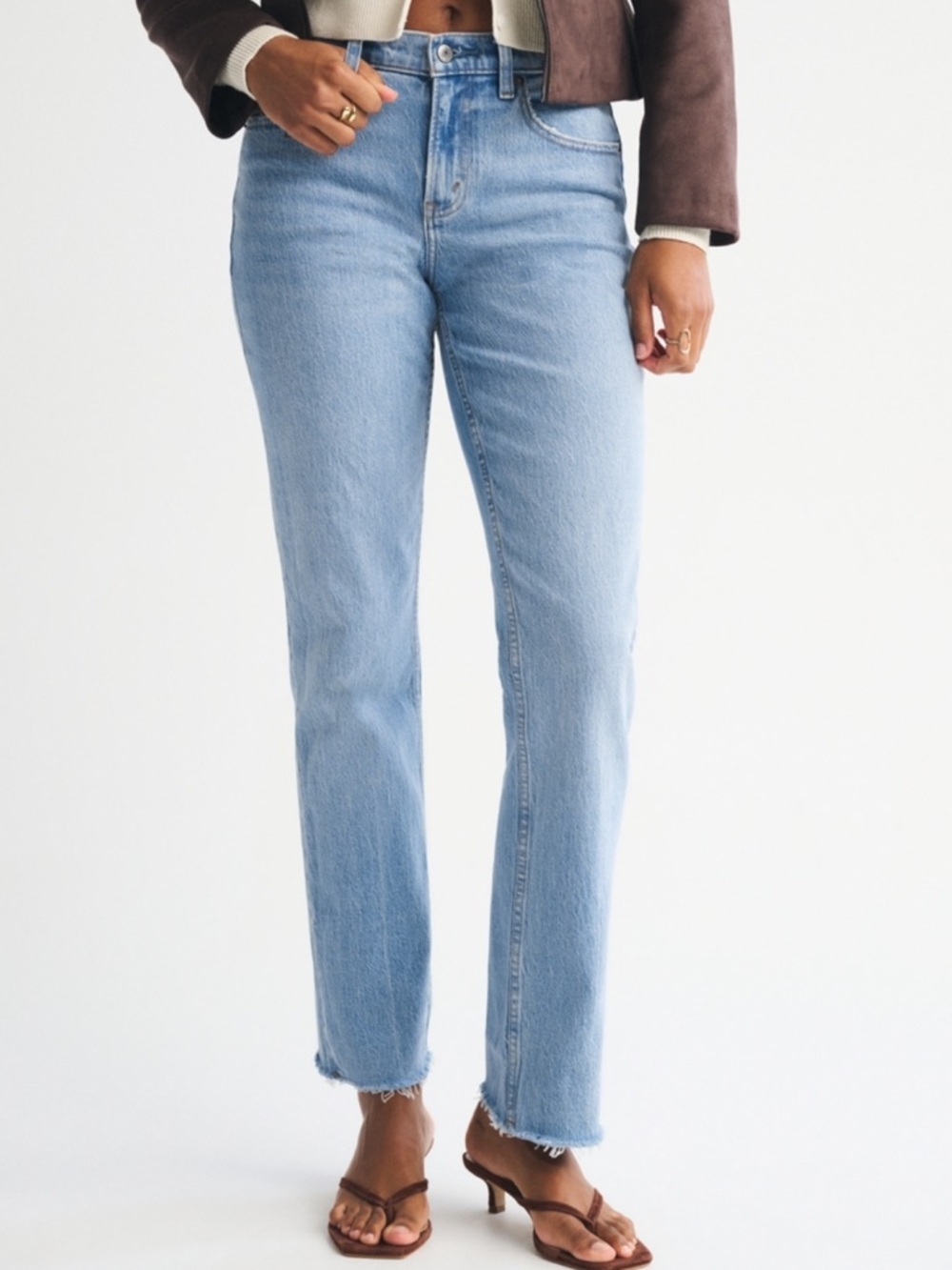 Abercrombie & Fitch Curve Love Mid Rise Straight Jeans